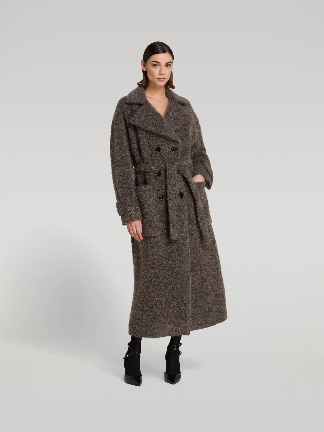CAPPOTTO LUNGO DOPPIOPETTO OVERSIZE IN MISTO MOHAIR